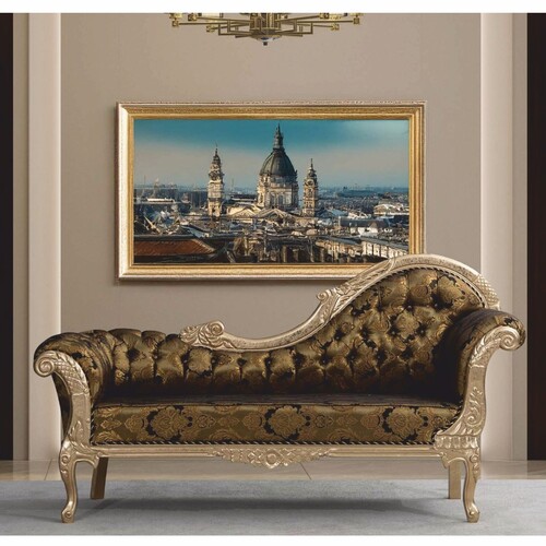 Casa Padrino Luxus Barock Sofa Rechte Seite Gold / Schwarz / Silber 210 cm - Barock M�bel