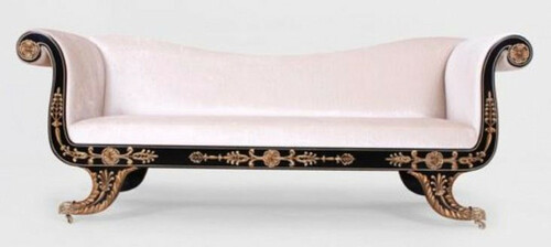 Casa Padrino Luxus Barock Sofa Wei� / Schwarz / Gold - Prunkvolles Wohnzimmer Sofa mit Rollen - Barockstil Wohnzimmer M�bel - Luxus M�bel im Barockstil - Barock Wohnzimmer Einrichtung