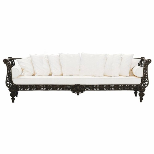 Casa Padrino Luxus Barock Sofa Schwarz / Wei� 300 cm - Barock Hotel & Garten M�bel
