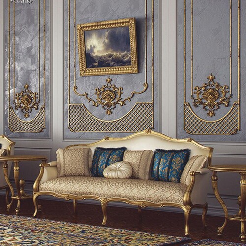 Casa Padrino Luxus Barock Sofa Creme / Gold 212 cm - Barock Hotel M�bel