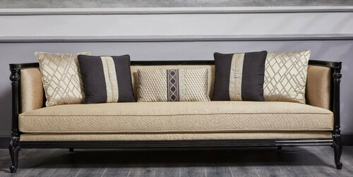 Casa Padrino Luxus Barock Sofa Gold / Blau / Schwarz - Prunkvolles Wohnzimmer Sofa - Barockstil Wohnzimmer M�bel - Luxus M�bel im Barockstil - Barock Einrichtung - Edel & Prunkvoll