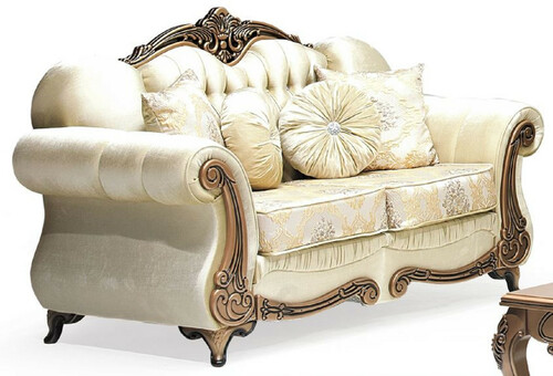 Casa Padrino Luxus Barock 2er Sofa Gold / Kupfer - Prunkvolles Wohnzimmer Sofa mit elegantem Muster und Glitzersteinen - Wohnzimmer Mbel im Barockstil - Barock Mbel - Edel & Prunkvoll