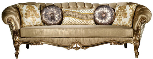 Casa Padrino Luxus Barock Sofa Gold / Wei� 268 x 110 x H. 87 cm - Prunkvolles Wohnzimmer Sofa mit dekorativen Kissen - Wohnzimmer M�bel im Barockstil