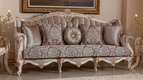 Casa Padrino Luxus Barock Sofa Braun / Wei� / Gold 245 cm