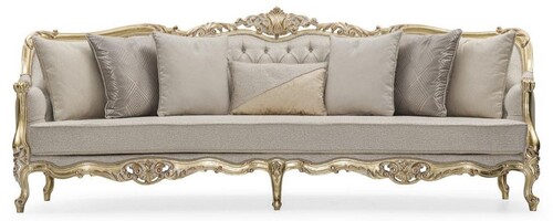 Casa Padrino Luxus Barock Wohnzimmer Sofa Grau / Gold 292 cm - Barock M�bel