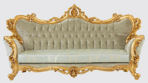 Casa Padrino Luxus Barock Sofa Gr�n / Gold 250 x 100 x H. 125 cm - Handgefertigtes Wohnzimmer Sofa mit elegantem Muster - Barock Wohnzimmer M�bel - Edel & Prunkvoll