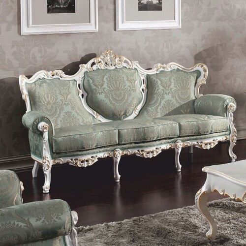Casa Padrino Luxus Barock Wohnzimmer Sofa Gr�n / Wei� / Gold 210 cm - Made in Italy