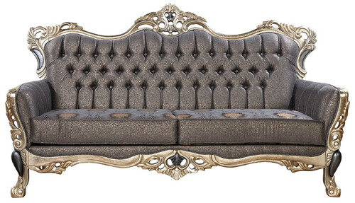 Casa Padrino Luxus Barock Sofa Lila / Antik Gold / Schwarz - Barockstil Wohnzimmer Sofa mit elegantem Muster - Luxus Wohnzimmer Mbel im Barockstil - Barock Mbel - Barock Einrichtung
