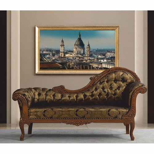 Casa Padrino Luxus Barock Sofa Rechte Seite Gold / Schwarz / Braun 210 cm - Barock M�bel