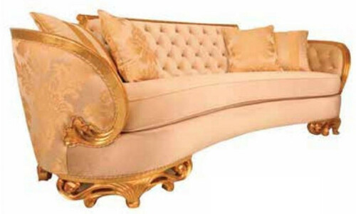 Casa Padrino Luxus Barock Sofa Beige / Gold - Prunkvolles Wohnzimmer Sofa - Barockstil Wohnzimmer M�bel - Luxus M�bel im Barockstil - Barock Einrichtung - Edel & Prunkvoll