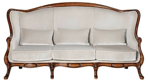 Casa Padrino Luxus Jugendstil Sofa Grau / Dunkelbraun Hochglanz 202 x 85 x H. 100 cm - Elegantes Wohnzimmer Sofa - Wohnzimmer M�bel - Luxus M�bel im Jugendstil - Barock & Jugendstil M�bel