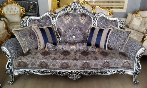 Casa Padrino Luxus Barock Sofa Mehrfarbig / Silber / Schwarz / Gold - Prunkvolles Wohnzimmer Sofa mit Glitzersteinen - Barockstil Wohnzimmer M�bel - Luxus M�bel im Barockstil - Barock Einrichtung