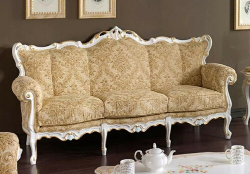 Casa Padrino Luxus Barock Sofa Beige / Wei� / Gold - Handgefertigtes Wohnzimmer Sofa im Barockstil - Barock Wohnzimmer & Hotel M�bel - Luxus Qualit�t - Made in Italy