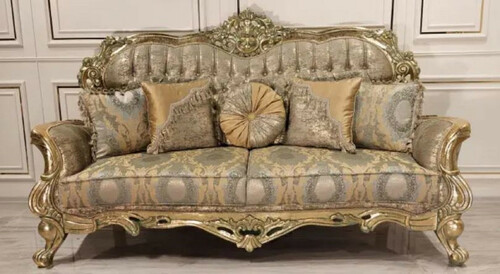 Casa Padrino Luxus Barock Sofa Gold / Gr�n / Gold - Prunkvolles Wohnzimmer Sofa mit elegantem Muster - Barock Wohnzimmer M�bel