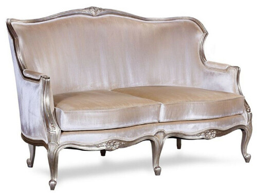 Casa Padrino Luxus Barock Sofa Silber / Antik Silber - Prunkvolles Wohnzimmer Sofa im Barockstil - Barock Wohnzimmer Mbel - Edel & Prunkvoll