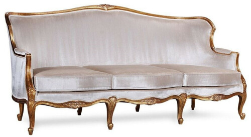 Casa Padrino Luxus Barock Sofa Silber / Antik Gold - Prunkvolles Wohnzimmer Sofa im Barockstil - Barock Wohnzimmer M�bel - Edel & Prunkvoll