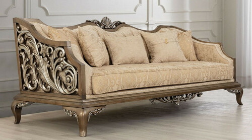 Casa Padrino Luxus Barock Sofa Beige / Gold / Braun / Silber - Wohnzimmer Sofa im Barockstil - Barock Wohnzimmer M�bel - Edel & Prunkvoll