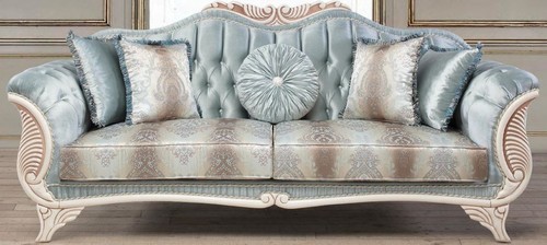 Casa Padrino Luxus Barock Wohnzimmer Sofa mit dekorativen Kissen T�rkis / Creme / Bronze 232 x 87 x H. 96 cm - Wohnzimmerm�bel im Barockstil