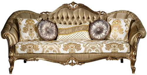 Casa Padrino Luxus Barock Sofa Gold / Wei� 256 x 87 x H. 120 cm - Prunkvolles Wohnzimmer Sofa mit dekorativen Kissen - Wohnzimmer M�bel im Barockstil