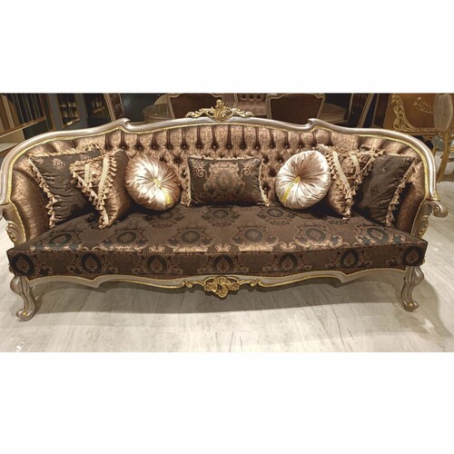 Casa Padrino Luxus Barock Wohnzimmer Sofa Schwarz / Grau / Gold 241 cm - Barock M�bel