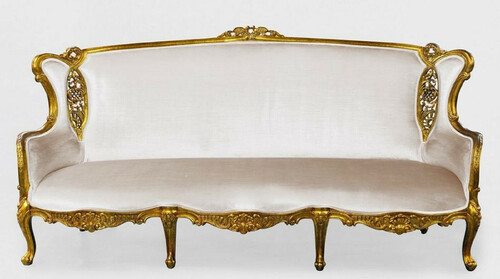 Casa Padrino Luxus Barock Sofa Wei� / Gold - Prunkvolles Wohnzimmer Sofa im Barockstil - Barock Wohnzimmer & Hotel M�bel - Edel & Prunkvoll