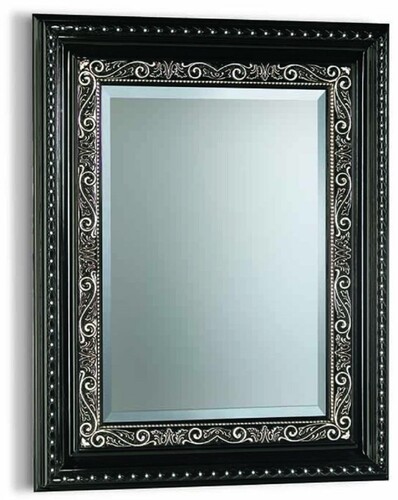 Casa Padrino Luxus Barock Spiegel mit Kristallglas Schwarz / Silber H. 140 cm - Made in Italy