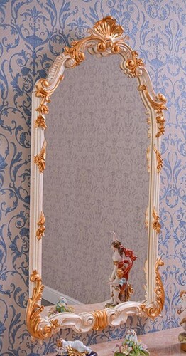 Casa Padrino Luxus Barock Spiegel Wei� / Gold H. 111 cm - Prunkvoller Barockstil Wandspiegel - Made in Italy