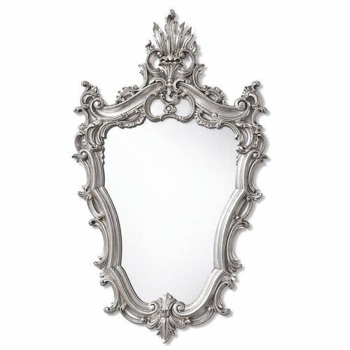 Casa Padrino Luxus Barock Massivholz Spiegel Silber H. 73 cm - Made in Italy