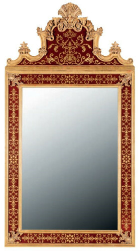 Casa Padrino Luxus Barock Spiegel Bordeauxrot / Gold - Rechteckiger Massivholz Wandspiegel im Barockstil - Prunkvolle Barock M�bel - Erstklassische Qualit�t - Made in Italy