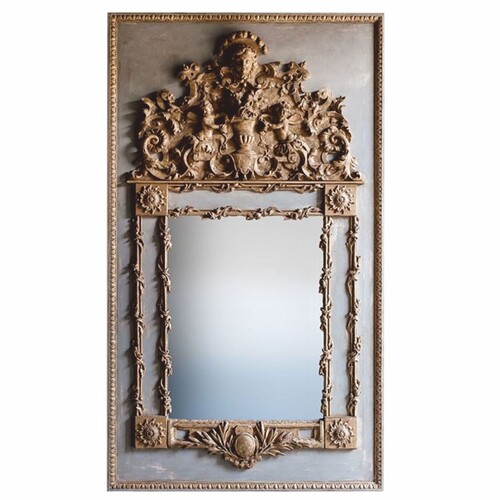 Casa Padrino Luxus Barock Spiegel Grau / Antik Gold H. 187 cm - Made in Italy