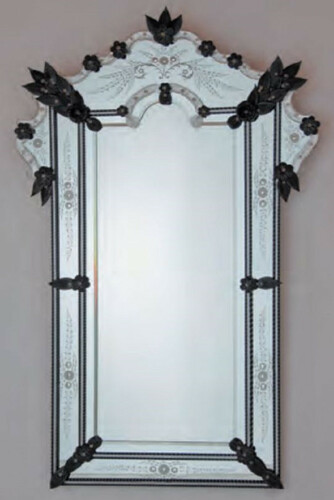 Casa Padrino Luxus Barock Spiegel Schwarz - Prunkvoller Wandspiegel im Venezianischen Stil - Schloss M�bel - Hotel M�bel - Barock M�bel - Luxus M�bel im Barockstil - Made in Italy