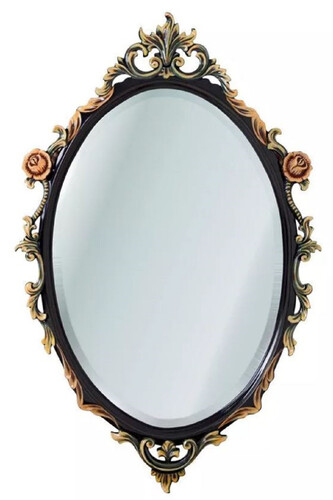 Casa Padrino Luxus Barock Spiegel Schwarz / Mehrfarbig - Ovaler Massivholz Wandspiegel im Barockstil - Luxus M�bel im Barockstil - Barock M�bel - Edel & Prunkvoll