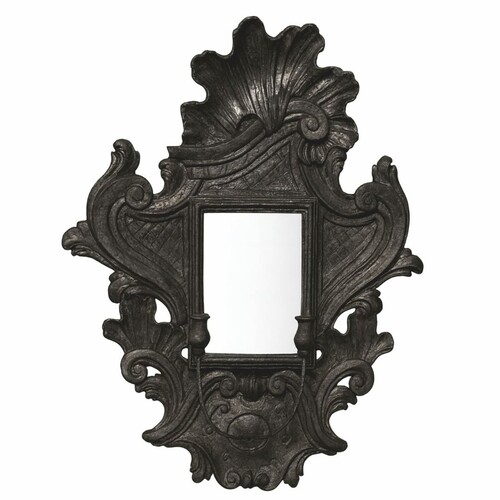 Casa Padrino Luxus Barock Spiegel mit Kerzenhalter Antik Schwarz H. 85 cm - Made in Italy