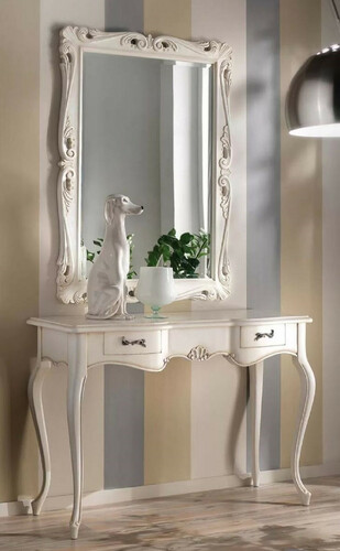 Casa Padrino Luxus Barock Spiegelkonsole Wei� - Prunkvolle Barock Konsole mit Wandspiegel - Barock Hotel & Schlo� M�bel - Luxus Qualit�t - Made in Italy