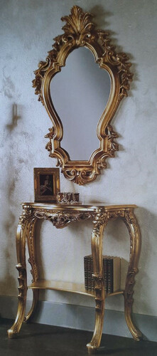 Casa Padrino Luxus Barock Spiegelkonsole Gold - Prunkvolle Barock Konsole mit Wandspiegel - Barock Hotel & Schlo� M�bel - Luxus Qualit�t - Made in Italy