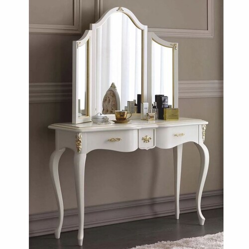 Casa Padrino Luxus Barock Konsole mit Spiegel Wei� / Gold - Made in Italy