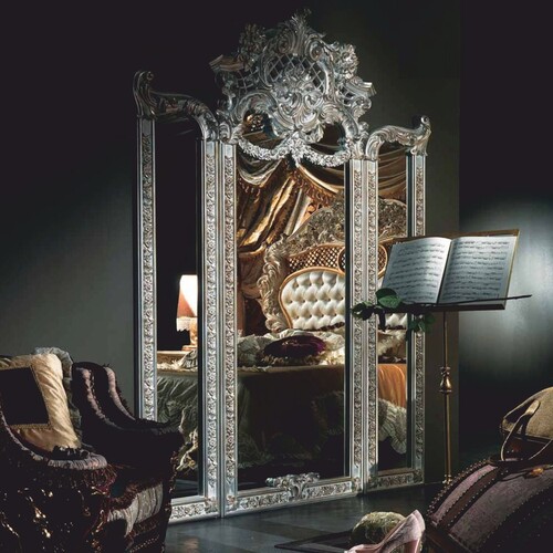 Casa Padrino Luxus Barock Standspiegel Silber 230 x H. 260 cm - Made in Italy