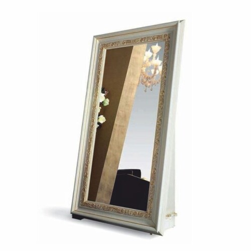 Casa Padrino Luxus Barock Standspiegel Elfenbein / Gold H. 214 cm - Made in Italy