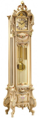 Casa Padrino Luxus Barock Standuhr Elfenbein / Mehrfarbig / Gold - Prunkvolle Massivholz Pendeluhr im Barockstil - Barock Interior - Barock Standuhren - Luxus Qualit�t - Made in Italy