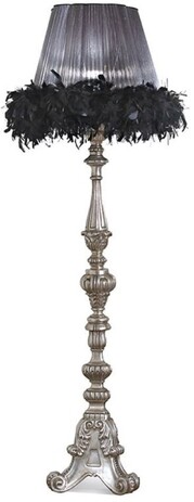 Casa Padrino Luxus Barock Stehleuchte Silber / Schwarz H. 167 cm - Made in Italy