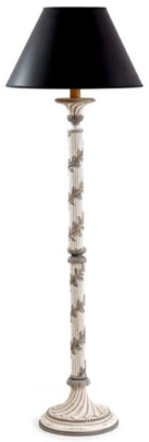 Casa Padrino Luxus Barock Stehleuchte Antik Cremewei� / Antik Grau / Schwarz  34 x H. 145,5 cm - Prunkvolle Barockstil Stehlampe mit rundem Lampenschirm - Luxus Qualit�t - Made in Italy