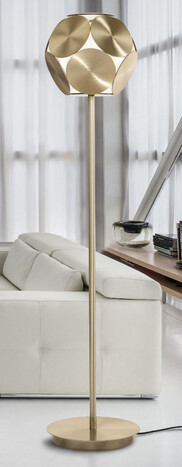 Casa Padrino Luxus LED Stehleuchte Messing  35 x H. 160 cm - Runde dimmbare LED Stehlampe - Luxus Stehleuchten - Luxus Qualit�t - Made in Italy