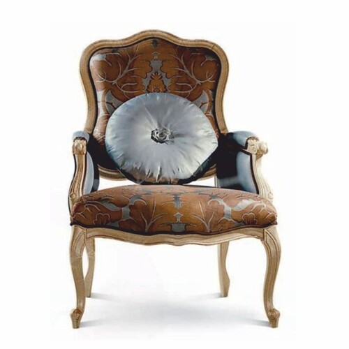 Casa Padrino Luxus Barock Sessel Braun / Grau / Antik Naturfarben - Made in Italy