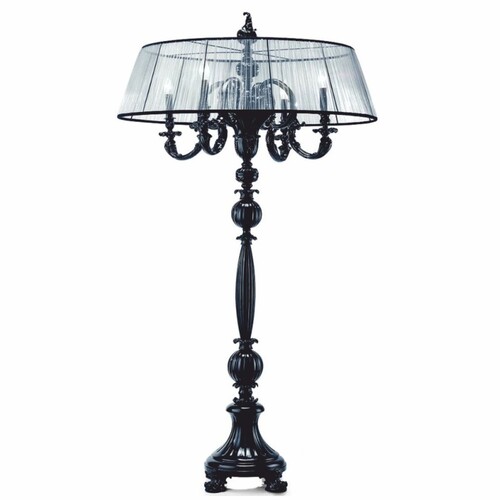 Casa Padrino Luxus Barock Porzellan Stehleuchte Schwarz H. 170 cm - Luxus Qualit�t - Made in Italy