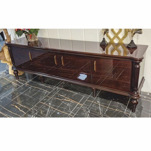 Casa Padrino Luxus Barock TV Schrank Dunkelbraun 220 cm - Barockstil Wohnzimmer M�bel