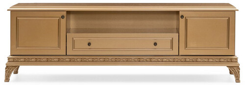 Casa Padrino Luxus Barock TV Schrank Gold - Prunkvolles Massivholz Sideboard mit 2 T�ren und Schublade - Wohnzimmer M�bel im Barockstil - Barock M�bel - Edel & Prunkvoll