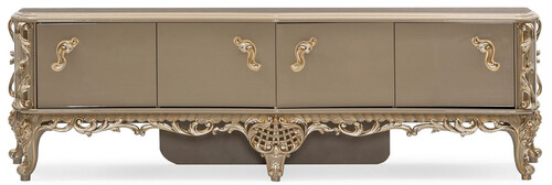 Casa Padrino Luxus Barock TV Schrank Grau / Gold - Prunkvolles Massivholz Sideboard mit 4 T�ren - Wohnzimmer M�bel im Barockstil - Barock M�bel - Edel & Prunkvoll