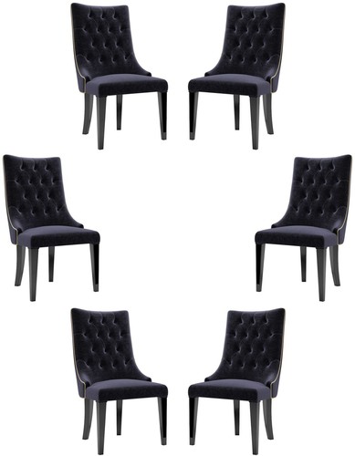 Casa Padrino Luxus Barock Esszimmer Stuhl Set Lila / Schwarz / Gold 54 x 55 x H. 110 cm - Edle K�chen St�hle mit Samtstoff - Barock St�hle 6er Set - Esszimmer M�bel