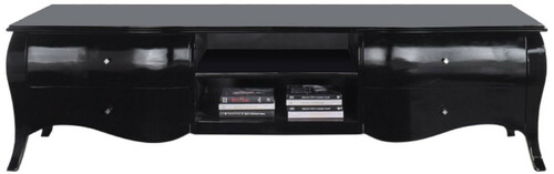Casa Padrino Luxus Barock TV Schrank Hochglanz Schwarz - Handgefertigtes Massivholz Sideboard mit 4 Schubladen - Luxus M�bel im Barockstil - Barock M�bel - Barock Einrichtung - Edel & Prunkvoll