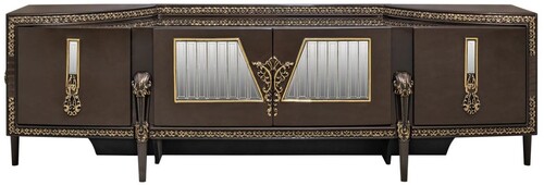 Casa Padrino Luxus Barock TV Schrank Dunkelbraun / Gold 235 cm - Barock M�bel